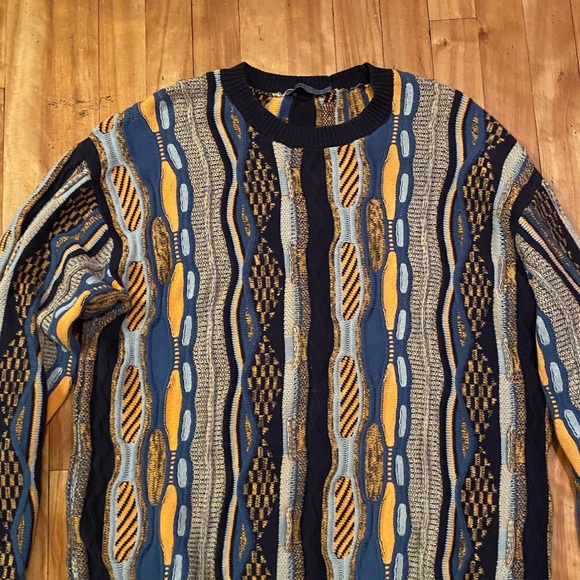 Vintage Coogi Style DJab Multicolor Crewneck Cable Knit Sweater size M - Picture 5 of 11